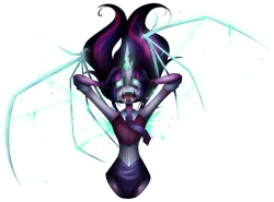 Size: 3913x2893 | Tagged: semi-grimdark, artist:mywasasi, derpibooru import, sci-twi, twilight sparkle, equestria girls, friendship games, clothes, crying, crystal prep academy uniform, dripping, fangs, glowing eyes, glowing horn, hands on head, horn, image, implied midnight sparkle, jewelry, pendant, png, school uniform, screaming, simple background, solo, transparent background, wings