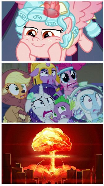 Size: 928x1664 | Tagged: safe, derpibooru import, edit, edited screencap, screencap, applejack, cozy glow, pinkie pie, rainbow dash, rarity, spike, twilight sparkle, twilight sparkle (alicorn), alicorn, earth pony, mermaid, pegasus, pony, unicorn, scare master, the ending of the end, abuse, alicornified, animal costume, applelion, armor, astrodash, athena sparkle, bad end, clothes, comic, costume, cozycorn, dashabuse, female, filly, image, implied death, implied murder, jackabuse, jpeg, mare, mermarity, nuclear explosion, op is a duck, pinkie puffs, pinkiebuse, race swap, raribuse, screencap comic, spikeabuse, twilybuse