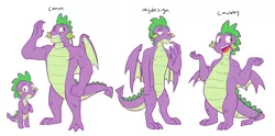 Size: 7272x3617 | Tagged: safe, artist:chub-wub, derpibooru import, spike, dragon, chubby, chubby spike, gigachad spike, grin, image, jpeg, male, older, older spike, one eye closed, open mouth, redesign, simple background, smiling, solo, white background, winged spike, wink