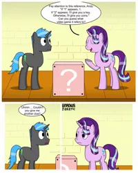 Size: 1280x1602 | Tagged: safe, artist:gradiusfanatic, derpibooru import, starlight glimmer, oc, oc:andy, pony, unicorn, comic, female, image, jpeg, male, nintendo, super mario bros., super mario bros. 3