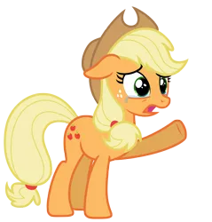 Size: 6303x6586 | Tagged: safe, artist:estories, derpibooru import, applejack, earth pony, pony, absurd resolution, applejack's hat, cowboy hat, crying, female, hat, image, open mouth, png, raised hoof, sad, simple background, solo, transparent background, vector