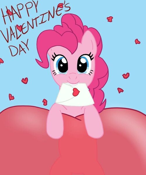 Size: 816x979 | Tagged: safe, derpibooru import, pinkie pie, earth pony, pony, cute, cutie pie, diapinkes, envelope, female, happy, happy valentine's day, heart, holiday, image, jpeg, looking at you, mare, mouth hold, simple background, smiling, smiling at you, source in the description, valentine, valentine's day
