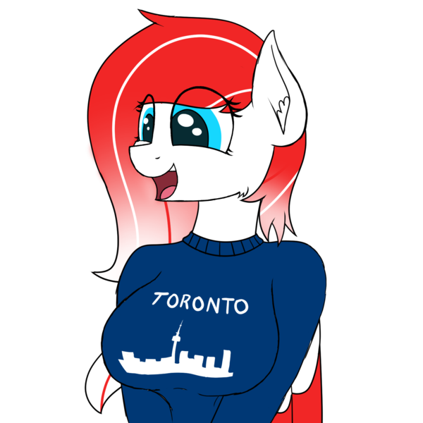 Size: 1500x1500 | Tagged: suggestive, artist:ponynamedmixtape, derpibooru import, oc, oc:making amends, unofficial characters only, anthro, pegasus, big breasts, breasts, bust, clothes, female, image, png, simple background, solo, sweater, toronto, transparent background