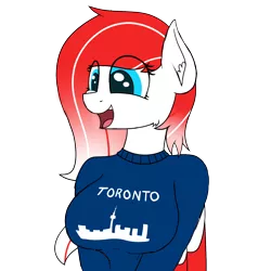 Size: 1500x1500 | Tagged: suggestive, artist:ponynamedmixtape, derpibooru import, oc, oc:making amends, unofficial characters only, anthro, pegasus, big breasts, breasts, bust, clothes, female, image, png, simple background, solo, sweater, toronto, transparent background