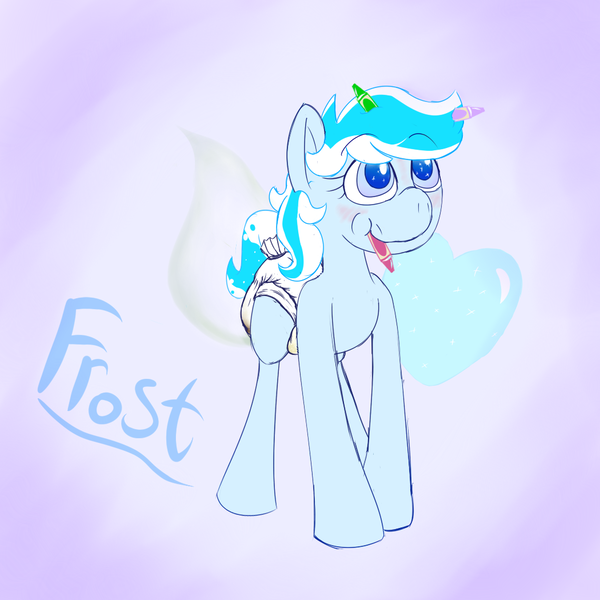 Size: 1050x1050 | Tagged: questionable, artist:justanothersomepony, derpibooru import, oc, oc:snow frost, earth pony, pony, crayon, diaper, diaper fetish, fetish, happy, heart, image, messy diaper, non-baby in diaper, png, two-tone background, wet diaper