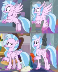 Size: 744x934 | Tagged: safe, derpibooru import, edit, screencap, silverstream, smolder, sunburst, hippogriff, school daze, the hearth's warming club, the last problem, comparison, female, image, older, older silverstream, png, wrong aspect ratio