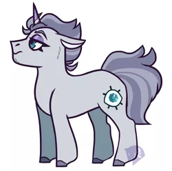 Size: 1058x1051 | Tagged: safe, artist:dalecarlian, derpibooru import, oc, oc:sterling silver, unofficial characters only, pony, unicorn, image, magical lesbian spawn, male, offspring, parent:maud pie, parent:rarity, parents:rarimaud, png, simple background, stallion, white background