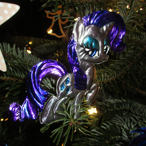 Size: 2736x2736 | Tagged: safe, artist:malte279, derpibooru import, rarity, christmas, christmas lights, christmas tree, craft, hearth's warming eve, holiday, image, jpeg, metal foil, relief, tree