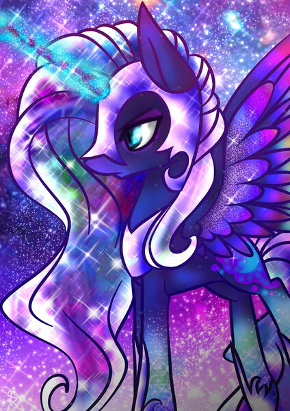 Size: 1000x1414 | Tagged: safe, artist:spookznspectres, derpibooru import, nightmare moon, alicorn, pony, image, jpeg, rainbow power, rainbow power-ified, solo