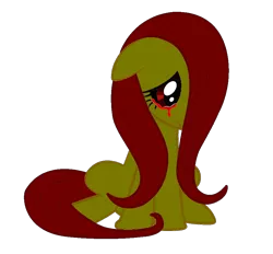 Size: 900x836 | Tagged: semi-grimdark, artist:pagiepoppie12345, derpibooru import, fluttershy, pegasus, pony, .exe, blood, creepypasta, crying, female, fluttershy.exe, image, png, recolor, simple background, sitting, solo, tears of blood, transparent background, vector