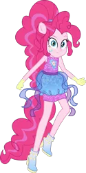 Size: 724x1452 | Tagged: safe, artist:lincolnbrewsterfan, derpibooru import, part of a set, pinkie pie, equestria girls, .svg available, alternative cutie mark placement, boots, clothes, derpibooru exclusive, facial cutie mark, gloves, glow, image, inkscape, png, ponied up, pony ears, shoes, simple background, skirt, sleeveless, solo, sparkles, super ponied up, the elements, transparent background, vector