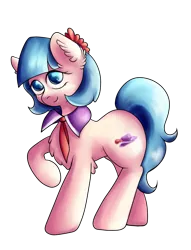 Size: 3050x4000 | Tagged: safe, artist:coco-drillo, derpibooru import, coco pommel, earth pony, pony, accessories, chest fluff, ear fluff, image, looking at you, necktie, png, raised hoof, simple background, solo, standing, transparent background