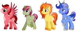 Size: 900x376 | Tagged: safe, artist:nivimonster, derpibooru import, oc, unofficial characters only, alicorn, pegasus, pony, unicorn, crystal horn, crystal wings, horn, image, male, png, simple background, stallion, transparent background, wings