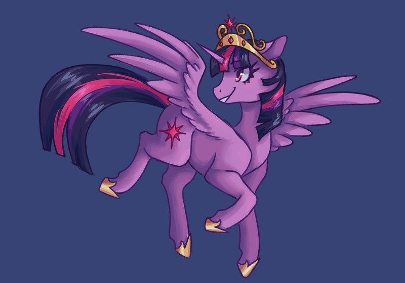 Size: 3000x2100 | Tagged: safe, artist:flaming-trash-can, derpibooru import, twilight sparkle, twilight sparkle (alicorn), alicorn, pony, big crown thingy, blue background, element of magic, image, jewelry, png, regalia, simple background, solo