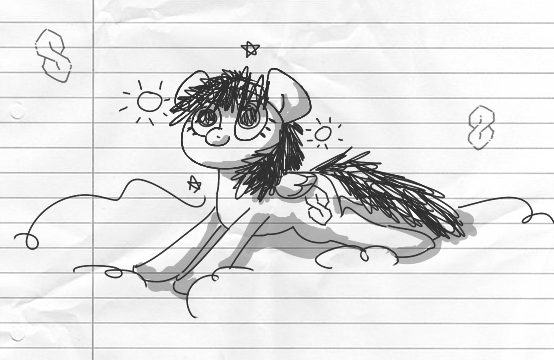 Size: 554x360 | Tagged: safe, anonymous artist, derpibooru import, ponified, pegasus, pony, cool s, drawthread, image, lined paper, png, requested art, solo