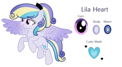 Size: 1876x1036 | Tagged: safe, artist:stellamoonshine, derpibooru import, oc, oc:lila heart, pegasus, pony, female, image, mare, offspring, parent:princess cadance, parent:shining armor, parents:shiningcadance, png, reference sheet, simple background, solo, transparent background