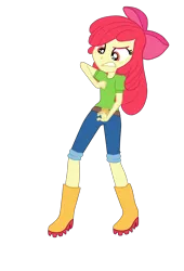 Size: 2656x3905 | Tagged: safe, artist:gmaplay, derpibooru import, apple bloom, equestria girls, equestria girls series, spoiler:eqg series (season 2), apple bloom is not amused, apple bloom's bow, boots, bow, clothes, hair bow, image, png, shoes, simple background, solo, transparent background, unamused