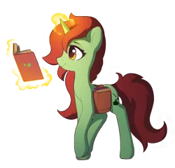 Size: 1765x1696 | Tagged: safe, artist:freeedon, derpibooru import, oc, oc:novella, unofficial characters only, pony, unicorn, bag, book, female, image, magic, mare, png, saddle bag, simple background, solo, transparent background