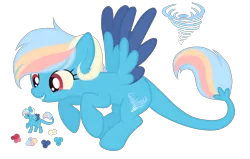 Size: 2000x1271 | Tagged: safe, artist:magicuniclaws, derpibooru import, hybrid, female, image, interspecies offspring, offspring, parent:discord, parent:rainbow dash, parents:discodash, png, simple background, solo, transparent background