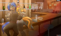 Size: 5120x3000 | Tagged: suggestive, artist:difis, derpibooru import, oc, oc:mythic dawn, oc:swift dawn, unofficial characters only, bat pony, changeling, pony, bar, bat pony oc, bat wings, blue changeling, blue eyes, blurred background, brother and sister, changeling oc, cider, detailed background, drunk, duo, fangs, female, fluffy changeling, frog (hoof), image, implied incest, lewd, looking at you, looking over shoulder, lying down, male, meme, png, purple eyes, siblings, sitting, slaps roof of car meme, straight, underhoof, wings