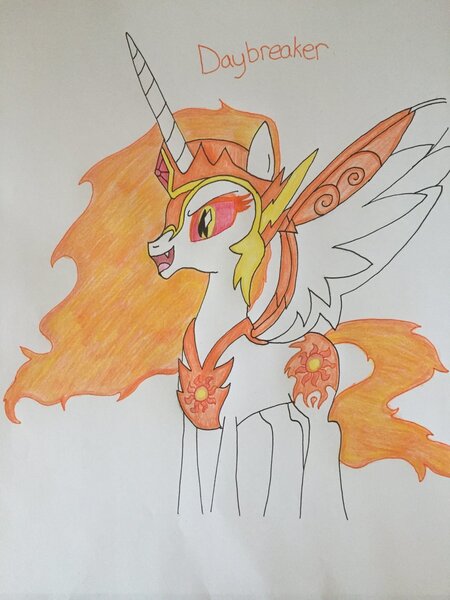 Size: 1024x1365 | Tagged: safe, artist:infernapelover, derpibooru import, daybreaker, image, jpeg, solo