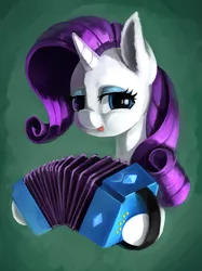 Size: 853x1140 | Tagged: safe, artist:usager, derpibooru import, rarity, accordion, female, image, musical instrument, png, solo, tongue out