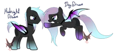 Size: 3666x1636 | Tagged: safe, artist:nightfoxgangsters, derpibooru import, oc, oc:day dream, oc:midnight dream, unofficial characters only, bat pony, angry, bat pony oc, bat wings, discussion, flying, image, png, simple background, transparent background, wings