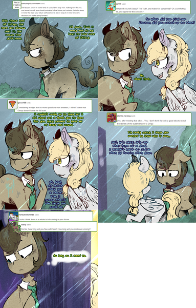 Size: 1502x2354 | Tagged: safe, artist:urbanqhoul, derpibooru import, derpy hooves, doctor whooves, time turner, earth pony, pegasus, pony, lovestruck derpy, doctor who, female, image, male, mare, png, stallion, tardis, the doctor