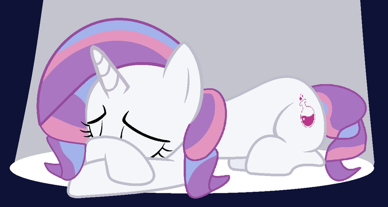 Size: 1202x640 | Tagged: safe, artist:drugzrbad, artist:jadethepegasus, derpibooru import, potion nova, pony, unicorn, my little pony: pony life, base used, eyes closed, fanfic art, female, g4.5 to g4, image, lying down, mare, png, prone, sad, solo