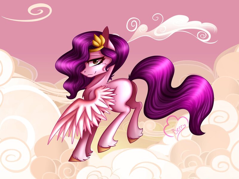 Size: 2048x1536 | Tagged: safe, artist:cloudberry_mess, derpibooru import, pipp petals, pegasus, pony, cloud, female, g5, image, jpeg, looking at you, mare, sky, solo, unshorn fetlocks