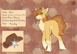 Size: 3500x2454 | Tagged: safe, artist:nobleclay, derpibooru import, oc, oc:spiced chai, earth pony, pony, hat, image, male, offspring, parent:braeburn, parent:cinnamon chai, png, solo, stallion