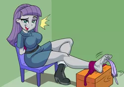 Size: 3507x2481 | Tagged: suggestive, artist:art-2u, derpibooru import, maud pie, equestria girls, arm behind back, barefoot, bondage, boots, breasts, busty maud pie, clothes, commission, commissioner:someguy845, feather, feet, female, femsub, fetish, foot fetish, image, jpeg, laughing, legs, maudsub, rope, rope bondage, shoes, skirt, smiling, sole, solo, solo female, submissive, thighs, tickle fetish, tickle torture, tickling, tied to chair, tied up, when she smiles