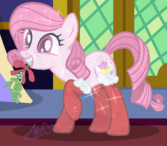 Size: 560x488 | Tagged: safe, alternate version, artist:muhammad yunus, derpibooru import, oc, oc:annisa trihapsari, crystal pony, earth pony, pony, base used, christmas, clothes, female, grin, holiday, image, mare, png, smiling, socks, solo, sparkle, teeth, twilight's castle