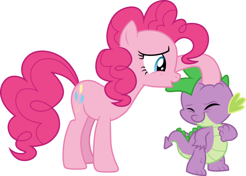 Size: 4188x3000 | Tagged: safe, artist:cloudyglow, derpibooru import, pinkie pie, spike, dragon, earth pony, pony, owl's well that ends well, .ai available, absurd resolution, cute, diapinkes, duo, eyes closed, female, image, male, mare, petting, png, simple background, smiling, spikabetes, transparent background, vector