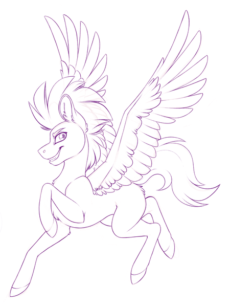 Size: 3149x4202 | Tagged: safe, artist:silkensaddle, derpibooru import, pegasus, pony, image, monochrome, png, simple background, sketch, solo, white background