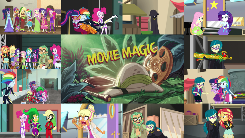 Size: 1966x1105 | Tagged: safe, derpibooru import, edit, edited screencap, editor:quoterific, screencap, applejack, canter zoom, chestnut magnifico, fili-second, fluttershy, juniper montage, mane-iac, masked matter-horn, mistress marevelous, pinkie pie, radiance, rainbow dash, rarity, saddle rager, sci-twi, spike, spike the regular dog, sunset shimmer, twilight sparkle, zapp, dog, equestria girls, movie magic, spoiler:eqg specials, angry, duo, duo female, female, humane five, humane seven, humane six, image, male, open mouth, png, power ponies, tales from canterlot high, trio, trio female