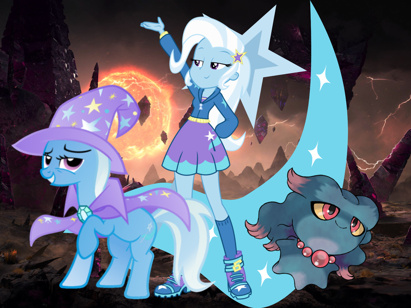 Size: 2048x1535 | Tagged: safe, artist:jamesdean1987, derpibooru import, trixie, ghost, misdreavus, pony, undead, equestria girls, image, png, pokémon