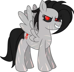 Size: 1628x1594 | Tagged: safe, artist:lincolnbrewsterfan, derpibooru import, oc, oc:cyber-dark, unofficial characters only, cyborg, pegasus, pony, derpibooru community collaboration, .svg available, 2021 community collab, black sclera, colored sclera, cyber-questria, derpibooru exclusive, edgy, genderfluid, image, png, red eyes, simple background, solo, transparent background, vector