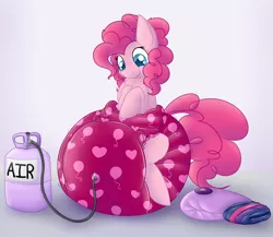 Size: 2300x2000 | Tagged: suggestive, artist:plinkie_poi, derpibooru import, pinkie pie, earth pony, pony, air inflation, air nozzle, air tank, cheek fluff, chest fluff, commission, diaper, diaper fetish, diaper inflation, ear fluff, female, fetish, hose, image, implied twilight sparkle, impossibly large diaper, inflatable diaper, inflation, looking down, mare, png, poofy diaper, simple background, smiling, solo, solo female, white background