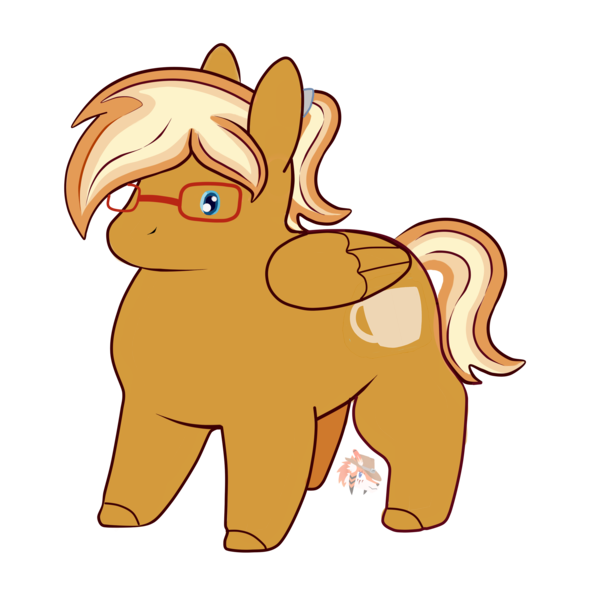 Size: 2400x2400 | Tagged: safe, artist:firehearttheinferno, derpibooru import, oc, oc:coffee creme, unofficial characters only, pegasus, pony, chibi, chimken numget, chubby, commission, cute, glasses, image, pegasus oc, png, potato pony, simple background, solo, transparent background, wings
