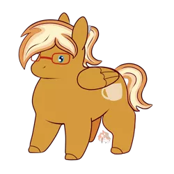 Size: 2400x2400 | Tagged: safe, artist:firehearttheinferno, derpibooru import, oc, oc:coffee creme, unofficial characters only, pegasus, pony, chibi, chimken numget, chubby, commission, cute, glasses, image, pegasus oc, png, potato pony, simple background, solo, transparent background, wings