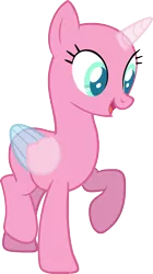 Size: 977x1748 | Tagged: safe, artist:pegasski, derpibooru import, oc, unofficial characters only, alicorn, pony, common ground, alicorn oc, bald, base, eyelashes, horn, image, open mouth, png, raised hoof, simple background, smiling, solo, transparent background, two toned wings, wings