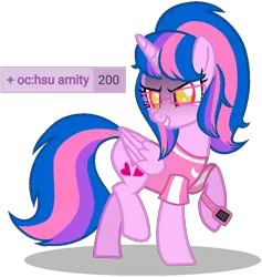 Size: 778x821 | Tagged: safe, artist:muhammad yunus, derpibooru import, oc, oc:hsu amity, alicorn, pony, derpibooru, 200, barely pony related, base used, clothes, evil, evil eyes, evil grin, female, glasses, grin, gritted teeth, heart, image, mare, meta, png, shadow, simple background, smiling, solo, tags, transparent background, watch