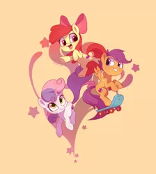 Size: 1929x2151 | Tagged: safe, artist:drtuo4, derpibooru import, apple bloom, scootaloo, sweetie belle, earth pony, pegasus, pony, unicorn, adorabloom, cute, cutealoo, cutie mark, cutie mark crusaders, diasweetes, female, filly, image, jpeg, open mouth, scooter, smiling, stars, the cmc's cutie marks
