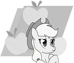 Size: 2755x2349 | Tagged: safe, artist:ihopeidontgetraped, derpibooru import, applejack, female, image, monochrome, png, simple background, solo, transparent background