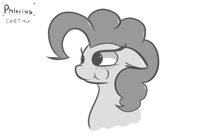 Size: 3000x2000 | Tagged: safe, artist:phlerius, derpibooru import, pinkie pie, earth pony, pony, black and white, female, grayscale, image, mare, monochrome, png, sketch