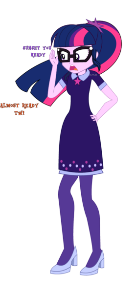 Size: 501x1081 | Tagged: safe, artist:jcpreactyt, derpibooru import, sci-twi, twilight sparkle, equestria girls, equestria girls series, twilight under the stars, spoiler:eqg series (season 2), clothes, dress, hair, hairpin, image, kneesocks, long hair, long mane, png, sci-twi outfits, shoes, simple background, socks, solo, transparent background