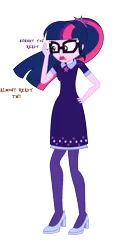 Size: 501x1081 | Tagged: safe, artist:jcpreactyt, derpibooru import, sci-twi, twilight sparkle, equestria girls, equestria girls series, twilight under the stars, spoiler:eqg series (season 2), clothes, dress, hair, hairpin, image, kneesocks, long hair, long mane, png, sci-twi outfits, shoes, simple background, socks, solo, transparent background