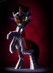Size: 2200x3000 | Tagged: safe, artist:shido-tara, derpibooru import, king sombra, armor, commission, commissioner:reversalmushroom, cute, darkness, evil, glowing eyes, image, looking at you, png, simple background, sombradorable