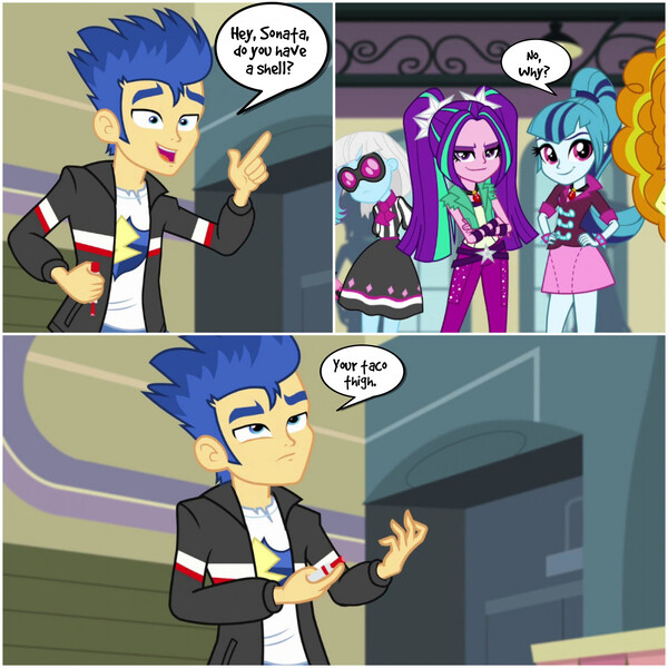 Size: 1400x1400 | Tagged: safe, artist:thor-disciple, derpibooru import, adagio dazzle, aria blaze, flash sentry, photo finish, sonata dusk, a banner day, equestria girls, rainbow rocks, image, joke, jpeg, king of the hill